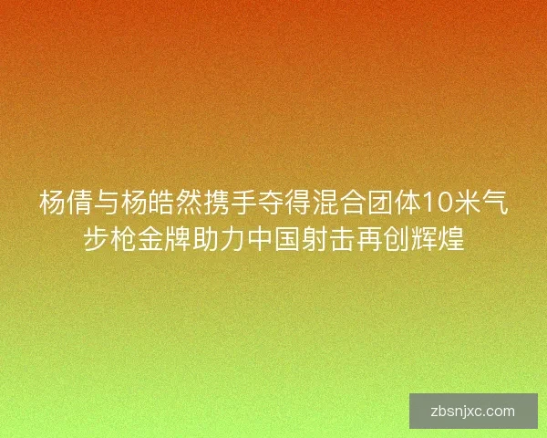 杨倩与杨皓然携手夺得混合团体10米气步枪金牌助力中国射击再创辉煌