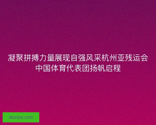 凝聚拼搏力量展现自强风采杭州亚残运会中国体育代表团扬帆启程